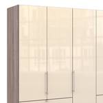 Falttürenschrank Loft IV Trüffeleiche Dekor / Glas Magnolie - 250 x 236 cm - Schublade außen