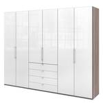 Armoire à portes pliantes Loft III Imitation chêne truffier / Verre Blanc - Hauteur : 236 cm - Sans portes miroir