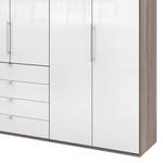 Armoire à portes pliantes Loft III Imitation chêne truffier / Verre Blanc - Hauteur : 236 cm - Sans portes miroir