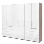 Falttürenschrank Loft IV Trüffeleiche Dekor / Glas Weiß - 300 x 236 cm - Schublade außen