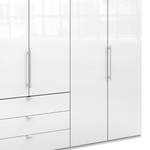 Armoire à portes pliantes Loft I Blanc alpin / Verre blanc - Hauteur : 216 cm - Tiroir à gauche