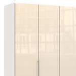 Falttürenschrank Loft I Alpinweiß / Glas Magnolie - Höhe: 216 cm - Schublade rechts