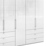 Falttürenschrank Loft IV Alpinweiß / Glas Weiß - 250 x 216 cm - Schublade außen