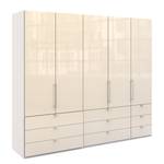 Vouwdeurkast Loft II Alpinewit/magnoliakleurig glas - 250 x 216 cm