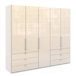 Vouwdeurkast Loft IV Alpinewit/magnoliakleurig glas - 250 x 216 cm - Lade aan de rand