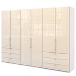 Vouwdeurkast Loft IV Alpinewit/magnoliakleurig glas - 300 x 216 cm - Lade aan de rand