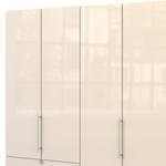 Falttürenschrank Loft IV Alpinweiß / Glas Magnolie - 300 x 216 cm - Schublade außen