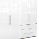 Vouwdeurkast Loft I Grof gezaagd eikenhouten look/wit glas - Hoogte: 216 cm - Lade rechts