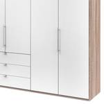 Armoire à portes pliantes Loft III Imitation chêne brut de sciage / Blanc alpin - Hauteur : 216 cm - Sans portes miroir