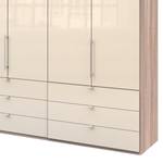 Falttürenschrank Loft II Eiche Sägerau Dekor / Glas Magnolie - 300 x 216 cm