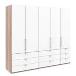 Armoire à portes pliantes Loft II Imitation chêne brut de sciage / Blanc alpin - 250 x 216 cm