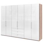 Vouwdeurkast Loft III Grof gezaagd eikenhouten look/wit glas - Hoogte: 216 cm - Zonder spiegeldeuren