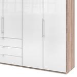 Armoire à portes pliantes Loft III Imitation chêne brut de sciage / Verre Blanc - Hauteur : 216 cm - Sans portes miroir