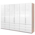 Vouwdeurkast Loft II Grof gezaagd eikenhouten look/wit glas - 300 x 216 cm