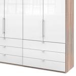 Vouwdeurkast Loft II Grof gezaagd eikenhouten look/wit glas - 300 x 216 cm