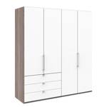 Armoire à portes pliantes Loft I Imitation chêne truffier / Blanc alpin - Hauteur : 216 cm - Tiroir à gauche