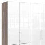 Vouwdeurkast Loft I Truffeleikenhouten look/Wit glas - Hoogte: 216 cm - Lade links