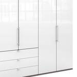 Vouwdeurkast Loft I Truffeleikenhouten look/Wit glas - Hoogte: 216 cm - Lade links