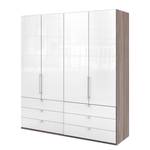 Armoire à portes pliantes Loft II Imitation chêne truffier / Verre Blanc - 200 x 216 cm