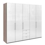 Falttürenschrank Loft VI Trüffeleiche Dekor / Glas Weiß - Höhe: 216 cm