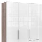 Falttürenschrank Loft VI Trüffeleiche Dekor / Glas Weiß - Höhe: 216 cm