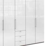 Vouwdeurkast Loft VI Truffeleikenhouten look/Wit glas - Hoogte: 216 cm