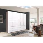 Vouwdeurkast Loft II Truffeleikenhouten look/Wit glas - 250 x 216 cm