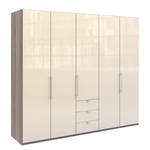 Falttürenschrank Loft VI Trüffeleiche Dekor / Glas Magnolie - Höhe: 216 cm