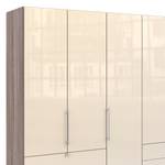 Falttürenschrank Loft IV Trüffeleiche Dekor / Glas Magnolie - 250 x 216 cm - Schublade außen