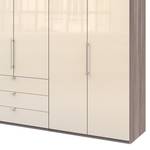 Falttürenschrank Loft III Trüffeleiche Dekor / Glas Magnolie - Höhe: 216 cm - Ohne Spiegeltür/-en