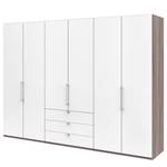 Armoire à portes pliantes Loft III Imitation chêne truffier / Blanc alpin - Hauteur : 216 cm - Sans portes miroir