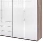 Falttürenschrank Loft III Trüffeleiche Dekor / Glas Weiß - Höhe: 216 cm - Ohne Spiegeltür/-en