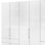 Falttürenschrank Loft IV Trüffeleiche Dekor / Glas Weiß - 300 x 216 cm - Schublade außen