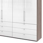 Falttürenschrank Loft II Trüffeleiche Dekor / Glas Weiß - 300 x 216 cm