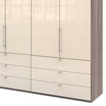 Falttürenschrank Loft II Trüffeleiche Dekor / Glas Magnolie - 300 x 216 cm