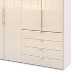 Falttürenschrank Loft IV Alpinweiß / Glas Magnolie - 300 x 236 cm - Schublade außen