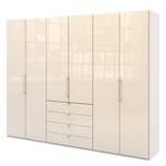 Falttürenschrank Loft III Alpinweiß / Glas Magnolie - Höhe: 236 cm - Ohne Spiegeltür/-en