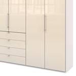 Falttürenschrank Loft III Alpinweiß / Glas Magnolie - Höhe: 236 cm - Ohne Spiegeltür/-en