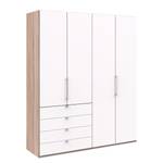 Armoire à portes pliantes Loft I Imitation chêne brut de sciage / Blanc alpin - Hauteur : 236 cm - Tiroir à gauche