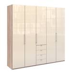 Falttürenschrank Loft VI Eiche Sägerau Dekor / Glas Magnolie - Höhe: 236 cm