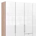 Falttürenschrank Loft VI Eiche Sägerau Dekor / Glas Weiß - Höhe: 236 cm