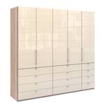 Vouwdeurkast Loft II Grof gezaagde eikenhouten look/Magnoliakleurig glas - 250 x 236 cm