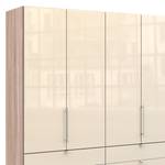 Vouwdeurkast Loft II Grof gezaagde eikenhouten look/Magnoliakleurig glas - 250 x 236 cm