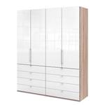 Vouwdeurkast Loft II Grof gezaagd eikenhouten look/wit glas - 200 x 236 cm