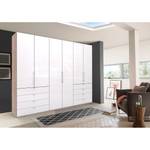 Falttürenschrank Loft IV Eiche Sägerau Dekor / Glas Weiß - 300 x 236 cm - Schublade außen