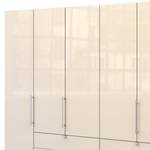 Vouwdeurkast Loft IV Alpinewit/magnoliakleurig glas - 300 x 216 cm - Lade in het midden