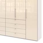 Falttürenschrank Loft IV Alpinweiß / Glas Magnolie - 300 x 236 cm - Schublade mittig