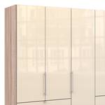 Falttürenschrank Loft IV Eiche Sägerau Dekor / Glas Magnolie - 250 x 236 cm - Schublade außen