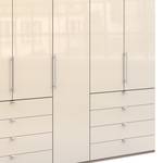 Falttürenschrank Loft IV Eiche Sägerau Dekor / Glas Magnolie - 250 x 236 cm - Schublade außen