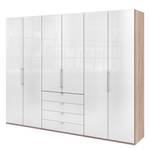 Armoire à portes pliantes Loft III Imitation chêne brut de sciage / Verre Blanc - Hauteur : 236 cm - Sans portes miroir